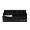 Black Wood All-in-One USB Charging Desk Organizer Caddy